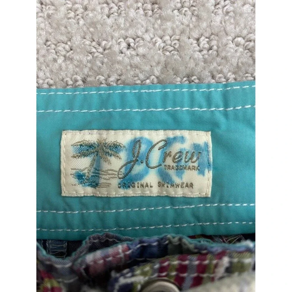 J.Crew Men's Patchwork Madras Board Shorts Swim Trunks Size 30 Multicolor Preppy